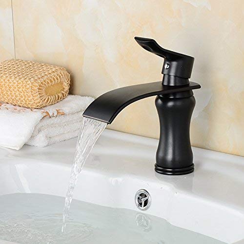 Wovier Oil Rubbed Bronze Waterfall Bathroom Sink Faucet,Single Handle Single Hole Vessel Lavatory Faucet,Basin Mixer Tap