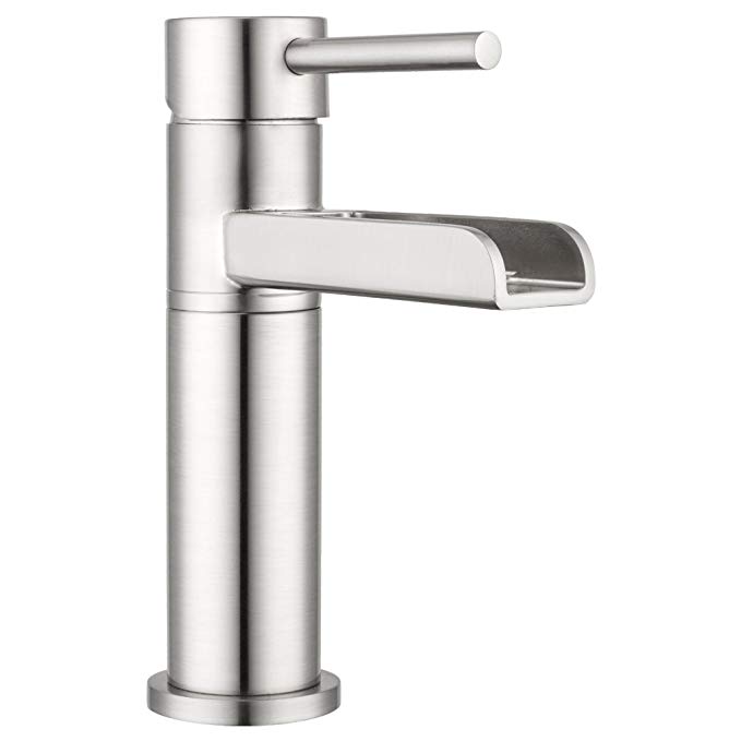 Lakewood Waterfall Single-Lever Bathroom Faucet by Pacific Bay (Brushed Satin Nickel) - Features a Multi-Tiered Cascading Waterfall - New 2019 Model