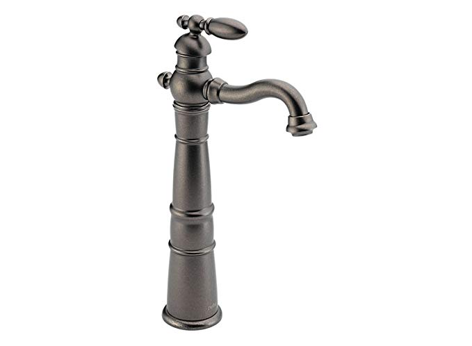 Delta Victorian 755-PT Single Handle Centerset Bathroom Faucet with Riser - Less Pop-Up, Aged Pewter