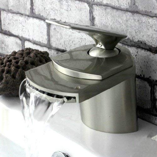 Waterfall Basin Faucet Brushed Nickel Finished Brass Bathroom Mixer R45510