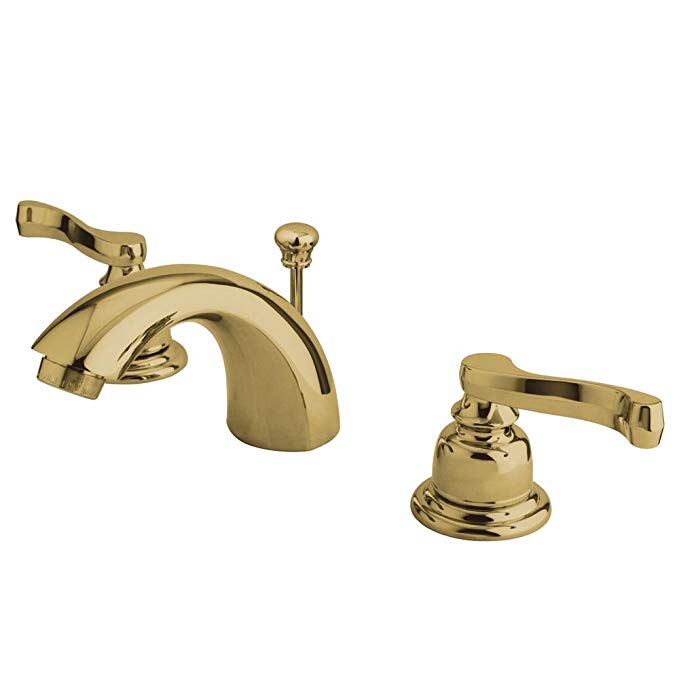 Kingston Brass KB8952FL Royale Mini Widespread Mini Bathroom Faucet with Brass Pop-Up Drain, Polished Brass