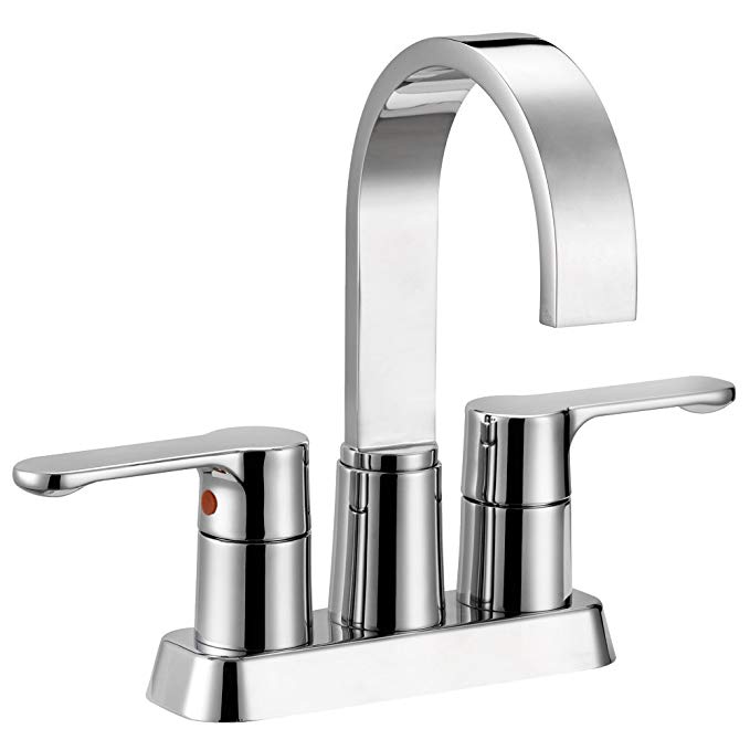 Designers Impressions 685564 Polished Chrome Two Handle Lavatory Bathroom Vanity Faucet - Contemporary Bathroom Sink Faucet with Matching Pop-Up Drain Trim Assembly