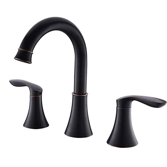 Friho Lead-Free Commercial Two Handle Three-Hole Oil Rubbed Bronze Bathroom Vanity Sink Faucets Widespread Bathroom Faucet