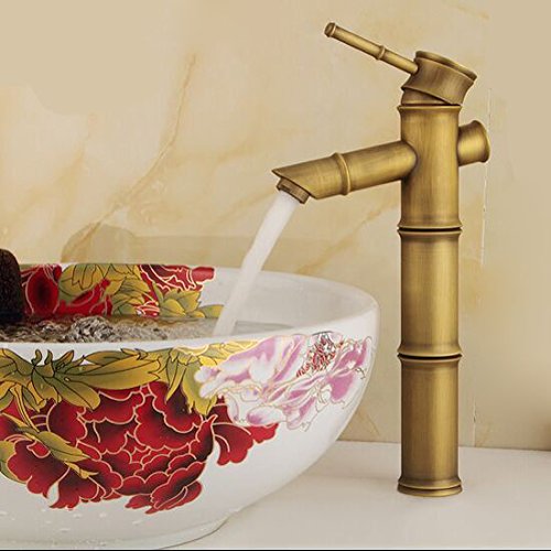 Adsled Bamboo Style Bathroom Vanity Faucet Copper Bath Bibcock Toilet Rotating Bronze Restoring Ancient