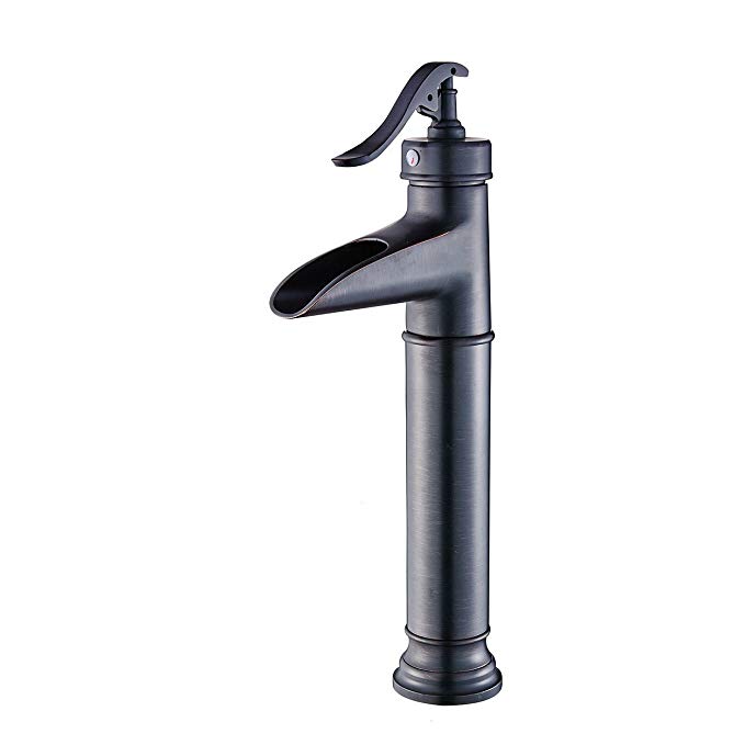 YAJO Bathroom Vessel Sink Single Handle Waterfall Spout Faucet, Oil Rubbed Bronze Finish