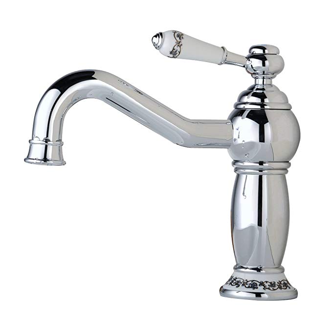 Beelee BL6003C One Handle Single Hole Bathroom Vessel Sink Faucet, Chrome