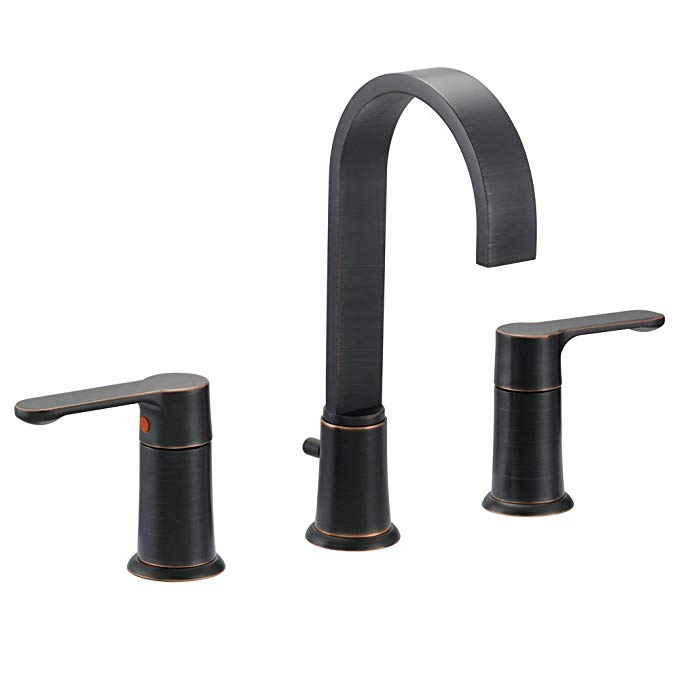 Designers Impressions 655724 Oil Rubbed Bronze Two Handle Widespread Lavatory Bathroom Vanity Faucet - Bathroom Sink Faucet with Matching Pop-Up Drain Trim Assembly