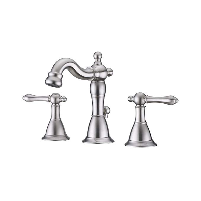 Ultra Faucets UF55213 Traditional Collection Two-Handle Widespread Bathroom Sink Faucet, Brushed Nickel