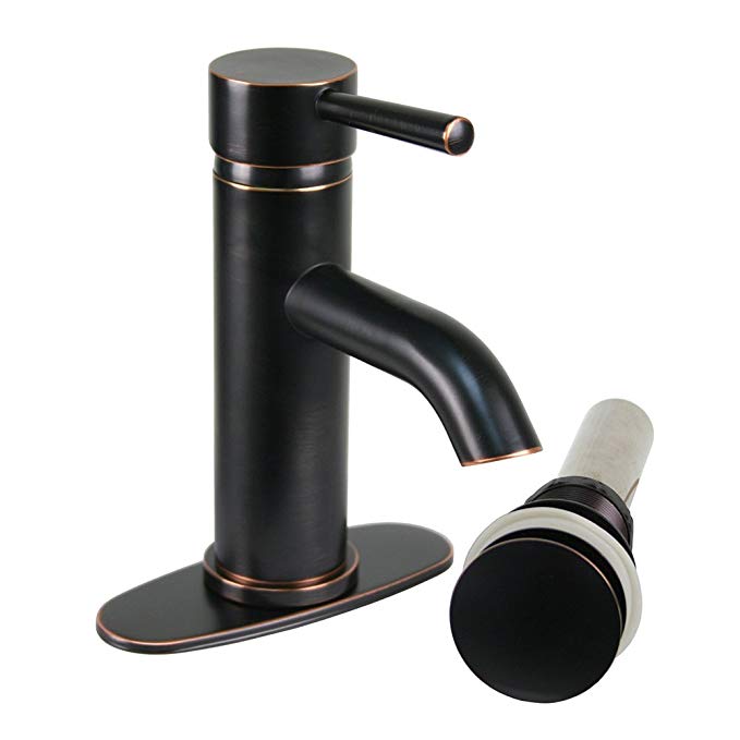 Brienza Moncalieri Single Post Bathroom Faucet and Drain Set in Oil Rubbed Bronze