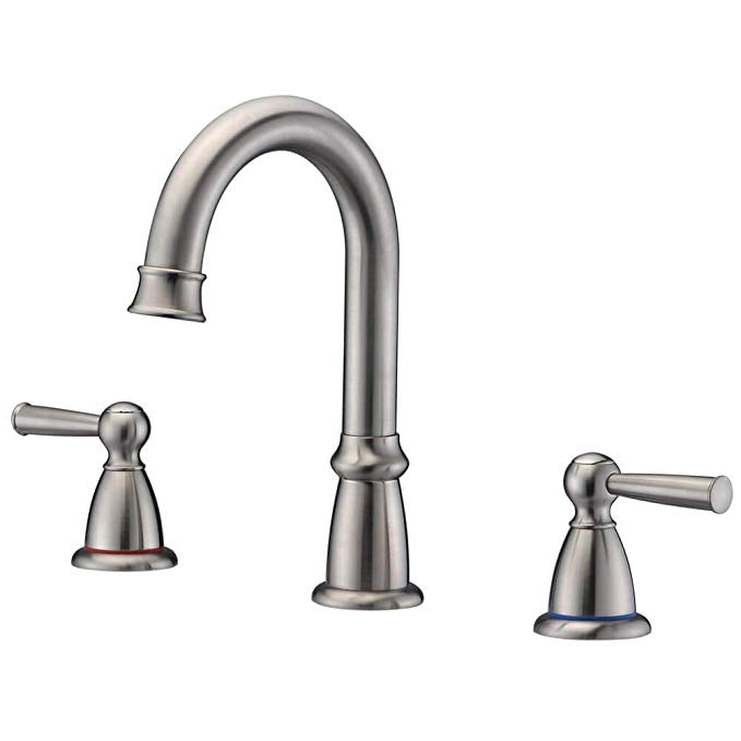 Widespread Bathroom Faucet 3 Hole in Brush Nickel Crea Lavatory Sink Faucet Bathroom