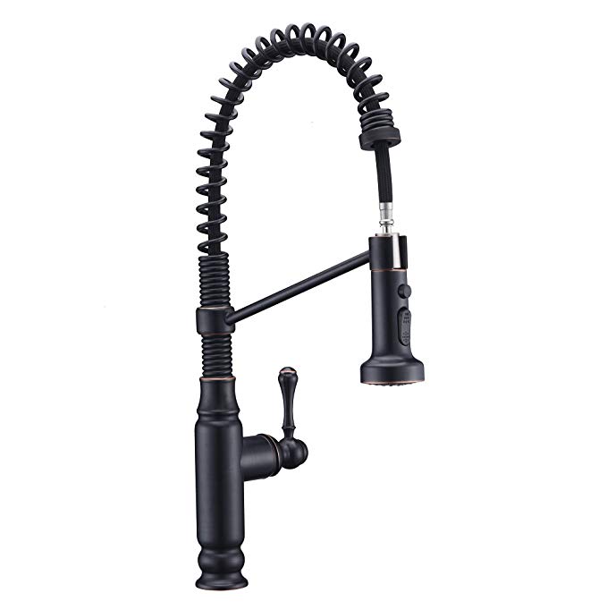 KVADRAT ORB Single Handel Commercial Kitchen Faucet, Pull down Spray head High Arc Spout swivels 360°