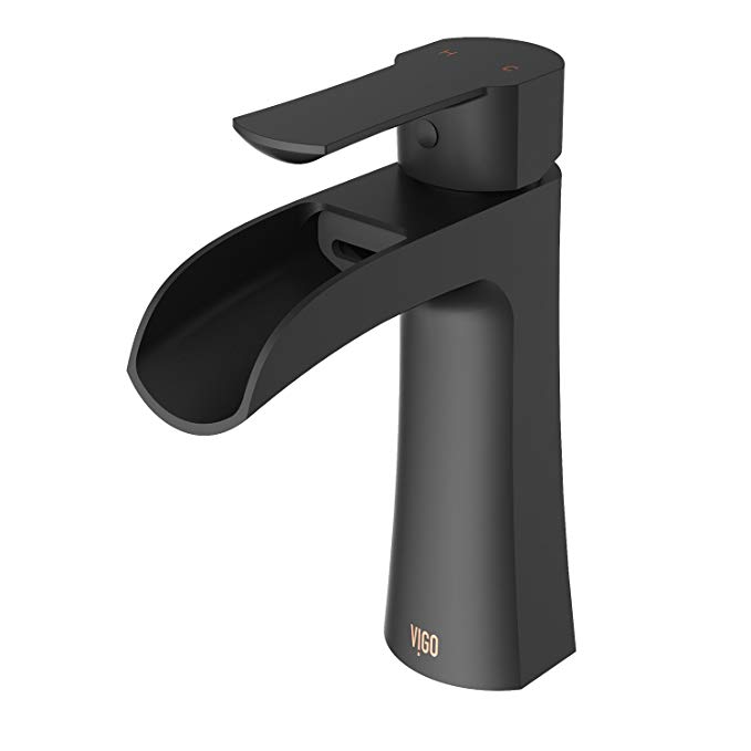 VIGO VG01041 Paloma Solid Brass Single Hole Bathroom Sink Faucet, Premium 7-Layer Plated Matte Black Finish