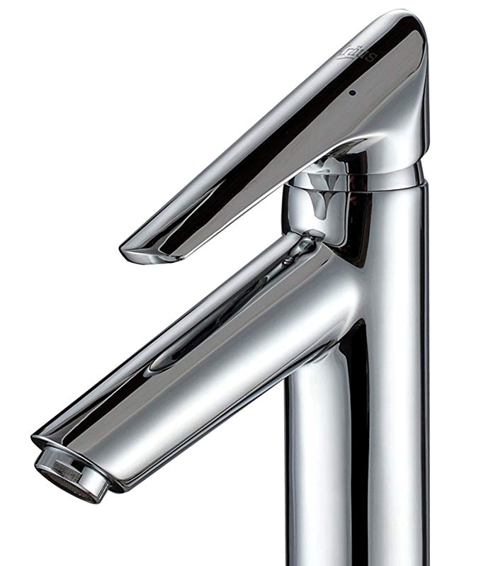 Kraus FVS-1800-PU-10CH Decus Single Lever Vessel Bathroom Faucet with Matching Pop Up Drain Chrome