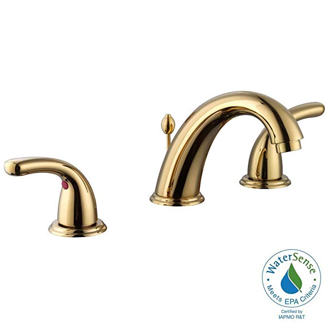 Glacier Bay Builders 8 in. Widespread 2-Handle High-Arc Bathroom Faucet in Polished Brass