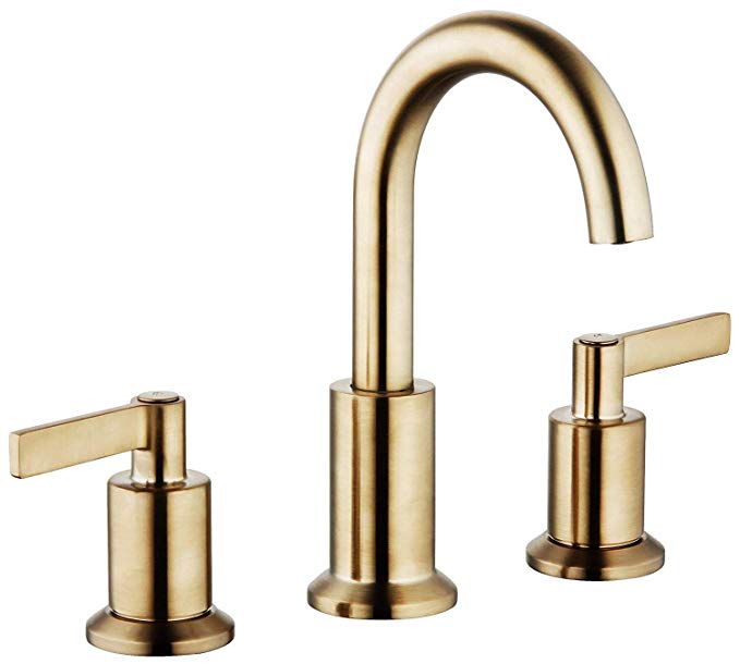 Derengge LFS-0188-CS 8'' Two Handle Widespread Bathroom Faucet with Pop up Drain, Meets UPC cUPC NSF AB1953 Lead Free, Champagne Bronze