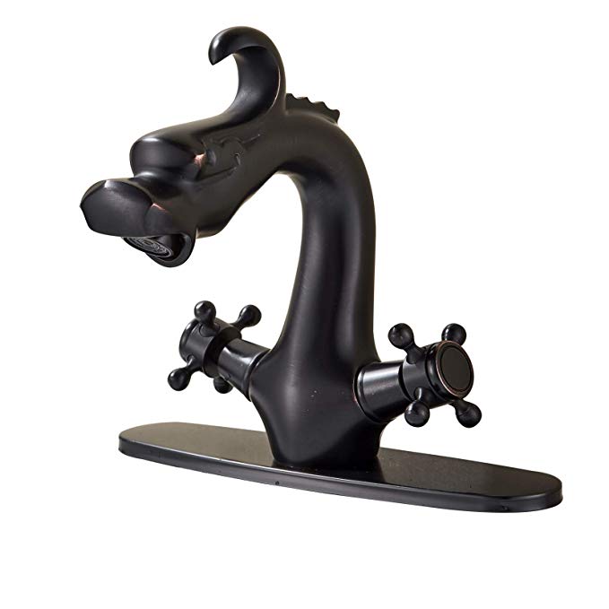 Rozin Dragon Head Dual Knobs Bathroom Sink Faucet with 8 Inch Holes Cover Plate Oil Rubbed Bronze