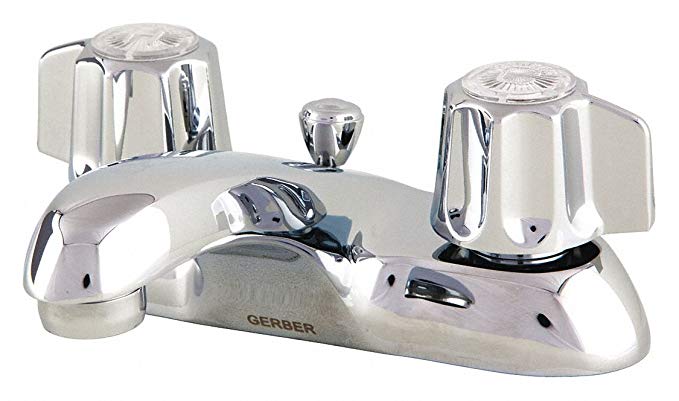 Bathroom Faucet Rigid Spout, Chrome, 3 Holes, Knob Handle