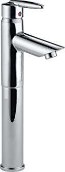 Delta 585LF-V Grail Single Handle Centerset Bathroom Faucet with Riser - Less Pop-Up, Chrome