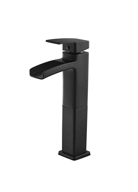 Pfister GT40-DF0B Kenzo Single Control Waterfall Vessel Bathroom Faucet in Matte Black, 1.5 gpm