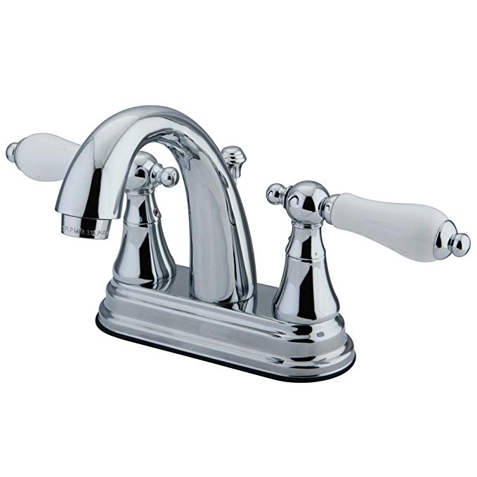 Kingston Brass KS7611PL English Vintage Centerset Lavatory Faucet with Brass Pop-Up, 4-Inch, Polished Chrome