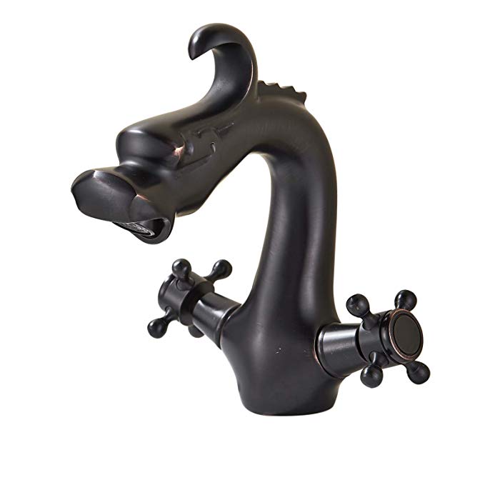 Rozin Dragon Shape Bathroom Sink Faucet 2 Knobs Vanity Basin Mixer Tap Oil Rubbed Bronze