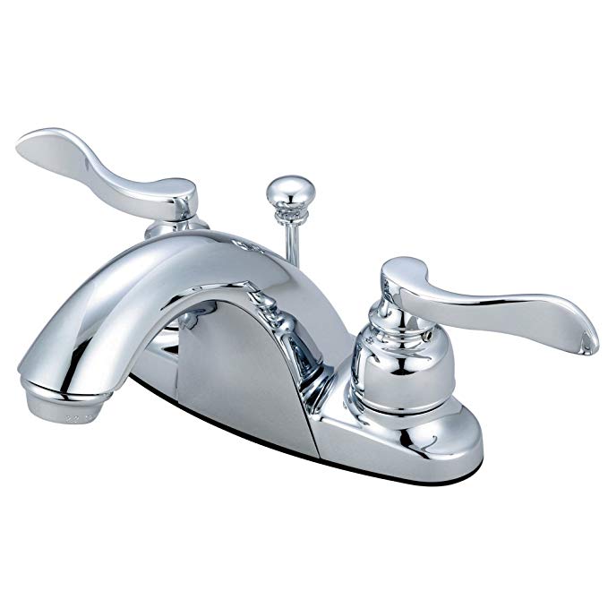 Kingston Brass KB8641NFL Nuwave French Centerset Lavatory Faucet with Retail Pop-Up, 4-Inch, Polished Chrome