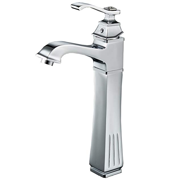 BWE Chrome Waterfall Bathroom Sink Vessel Faucet Single Handle Lever Hole