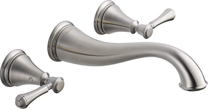 Delta Faucet 3597LF-SSWL Cassidy Two Handle Wall Mount Bathroom Faucet, Stainless