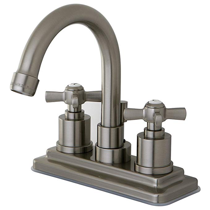 KINGSTON BRASS KS8668ZX Millennium 4-Inch Centerset Lavatory Faucet with Brass Pop-Up, Satin Nickel