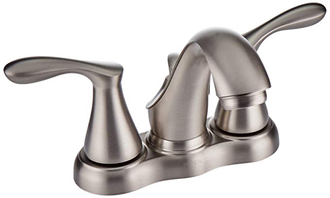 Moen WS84944SRN Two-Handle Low Arc Bathroom Faucet, Spot Resist Brushed Nickel