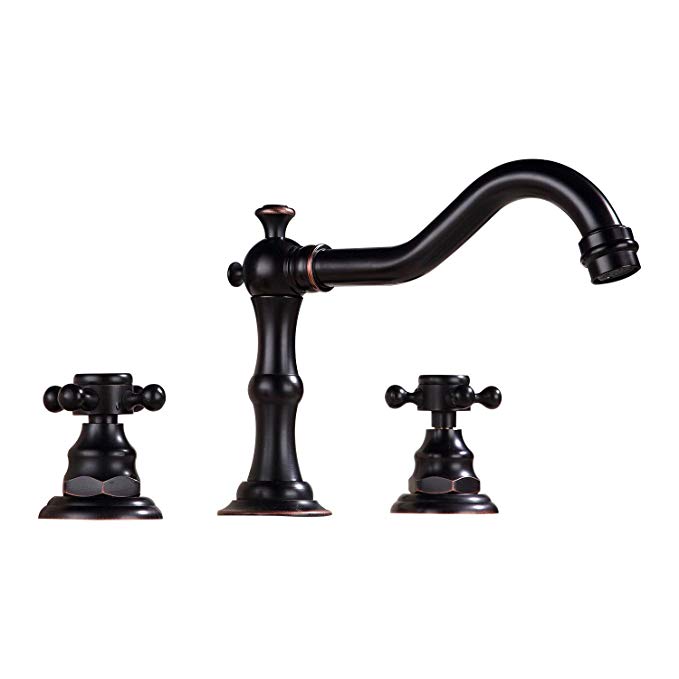 GGStudy Two Handles 3 Holes 8-16 inch Widespread Bathroom Sink Faucet Oil Rubbed Bronze