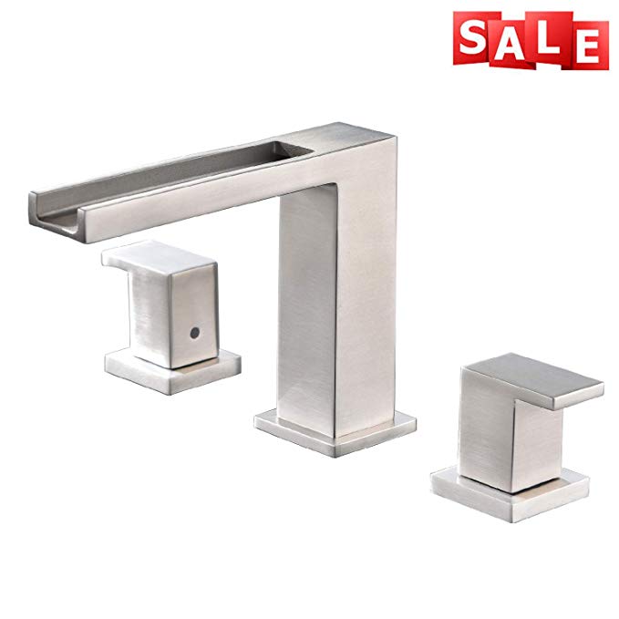 Stainless Steel 2-Handle Widespread Bathroom Faucet, Brushed Nickel Bathroom Sink Faucet With Hoses