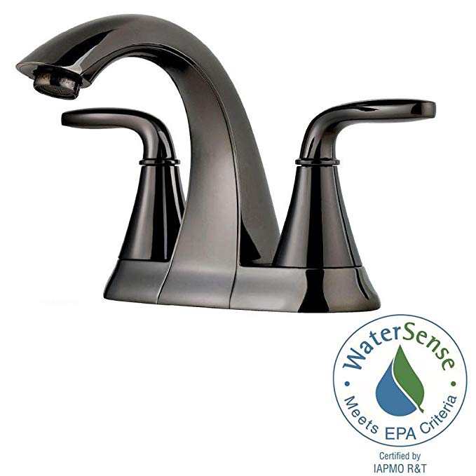 Pfister F-048-PD Pasadena Centerset Bathroom Sink Faucet (Low Lead Compliant), Midnight Chrome