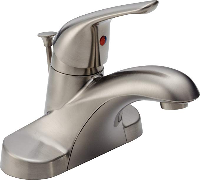 Delta Foundations Single-Handle Centerset Bathroom Faucet with Drain Assembly, Stainless B510LF-SSPPU