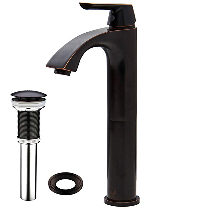 VIGO VG03013ARB Linus Antique Rubbed Bronze Bathroom Faucet, Lavatory Vessel Sink Faucet with Unique 7 Layer Finish, Matching Pop Up Included