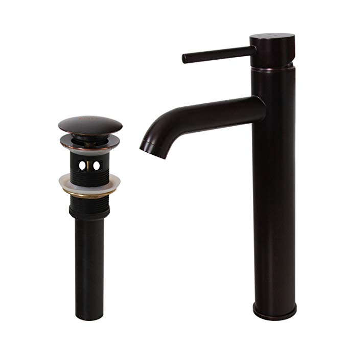 ELITE New Bathroom Oil Rubbed Brass Single Lever Faucet & Pop Up Drain with Overflow