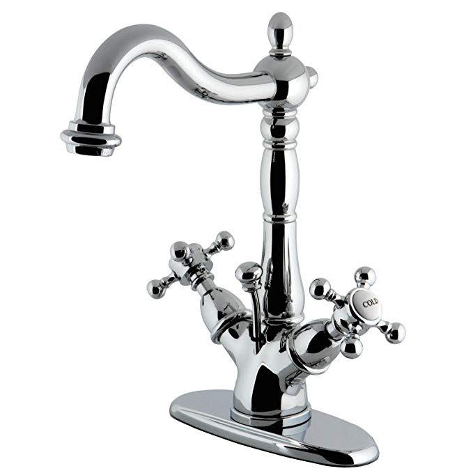 KS1431BX Kingston Brass Chrome 2 Handle Single Hole Bathroom Faucet with Pop-up