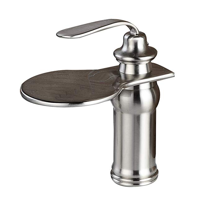 Wovier Brushed Nickel Waterfall Bathroom Sink Faucet,Single Handle Single Hole Vessel Lavatory Faucet,Basin Mixer Tap