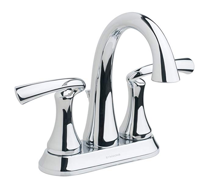 Symmons Brenna Two-Handle 4 Inch Centerset Bathroom Faucet with Pop-Up Drain & Lift Rod, Chrome (SLC-8212-RP)