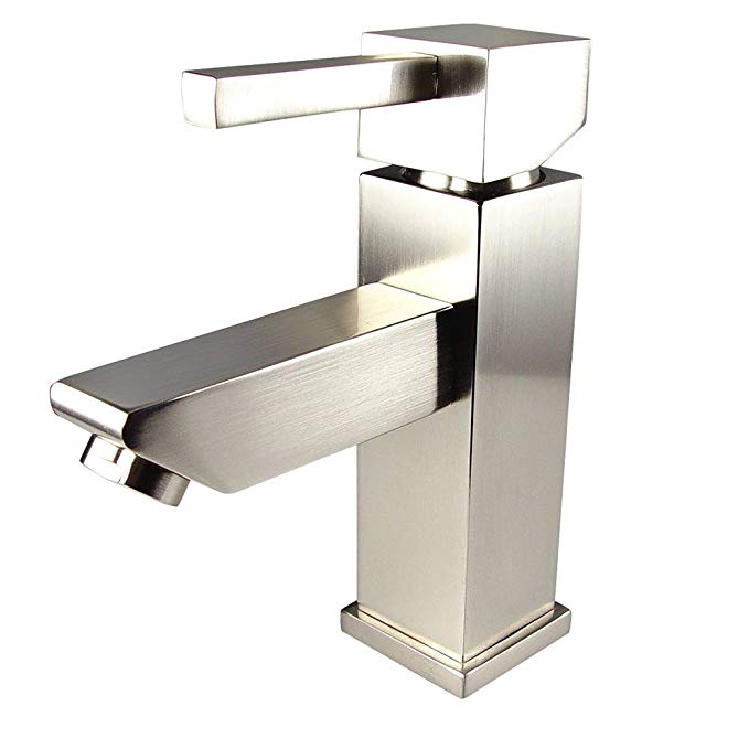 Fresca Bath FFT1030BN Versa Single Hole Mount Bathroom Vanity Faucet, Brushed Nickel