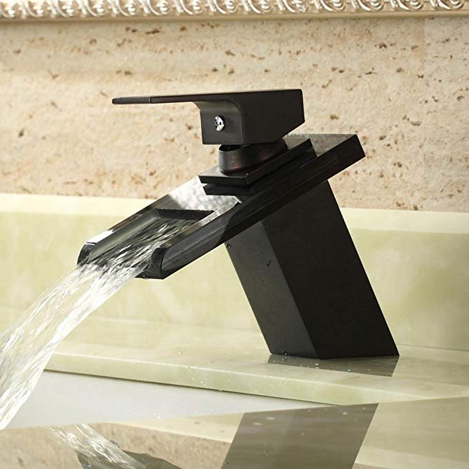 Faucetland 002002710 Waterfall Antique Oil-rubbed Bronze Bathroom Sink Faucet Bathroom Faucets