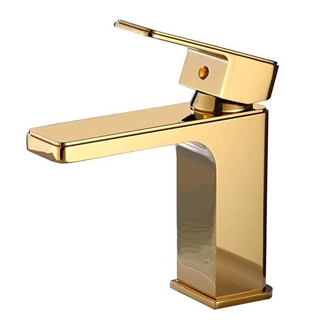 Rozin Modern Single Lever Bathroom Basin Faucet One Hole Deck Mounted Sink Mixer Tap Gold Polished