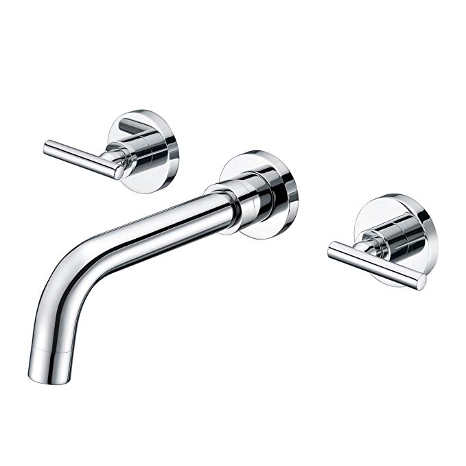 SUMERAIN Bathroom Sink Faucet Wall Mount Two Handles Lavatory Faucet