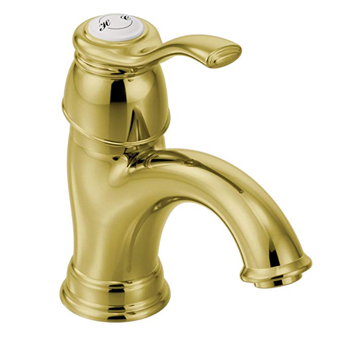 Moen 6102P Kingsley One-Handle Low Arc Bathroom Faucet, Polished Brass