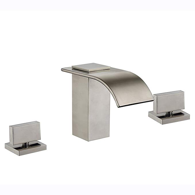 Bathroom Sink Tap Brushed Nickel Waterfall Widespread Faucet