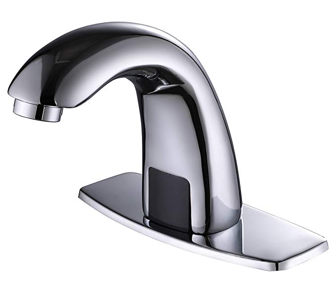 Charmingwater Automatic Sensor Touchless Bathroom Sink Faucet with Hole Cover Plate, Chrome Vanity Faucets, Hands Free Bathroom Water Tap with Control Box and Temperature Mixer