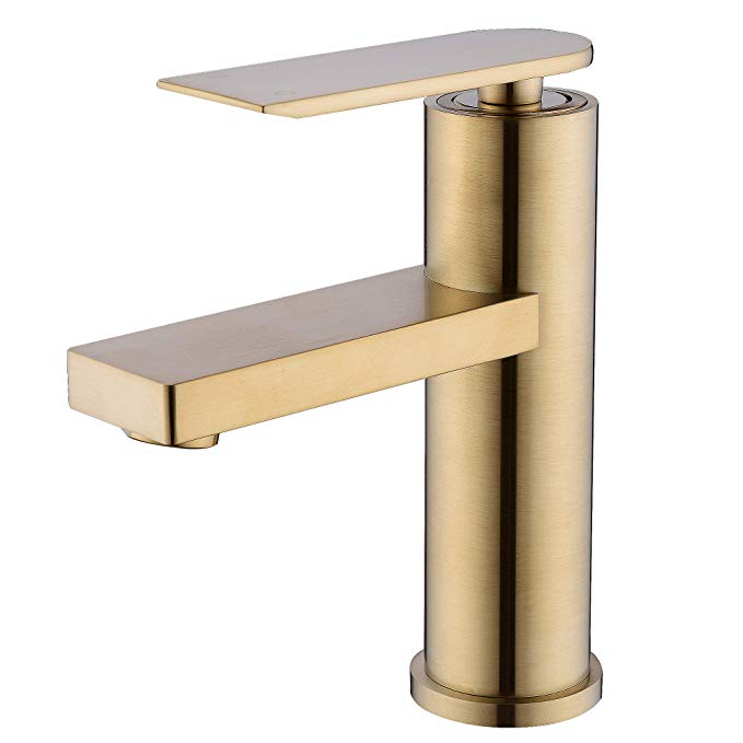 HANEBATH Bathroom Basin Faucet Single Handle Wash Sink Faucet Lavatory Tap Brass,Brushed Gold