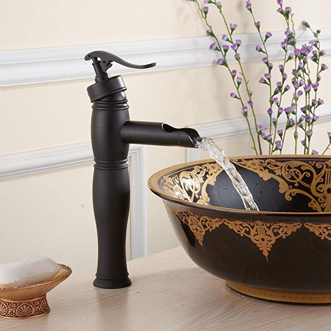 FLG Oil Rubbed Bronze Waterfall Bathroom Vessel Sink Faucet