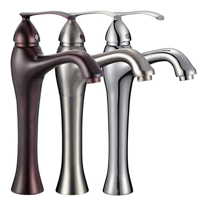 FREUER Grazioso Collection: Vessel Bathroom Sink Faucet, Brushed Nickel