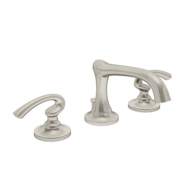 Symmons Ballina Two-Handle 8 - 16 Inch Widespread Bathroom Faucet with Pop-Up Drain & Lift Rod, Satin Nickel (SLW-5212-STN)